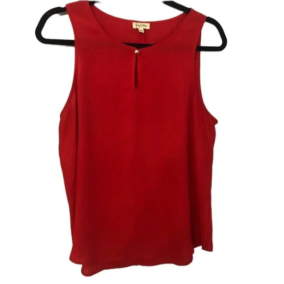 Lily White Red Gold Accent Button Tank Top Size Large GUC - Picture 1 of 5